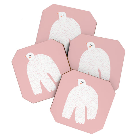 Alice Rebecca Potter White Dove Coaster Set