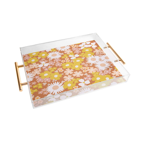 Alice Rebecca Potter Wildflower Retro Ditsy Flower Acrylic Tray