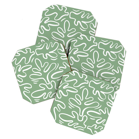 Alilscribble Abstract Greens Coaster Set