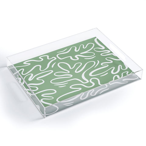 Alilscribble Abstract Greens Acrylic Tray