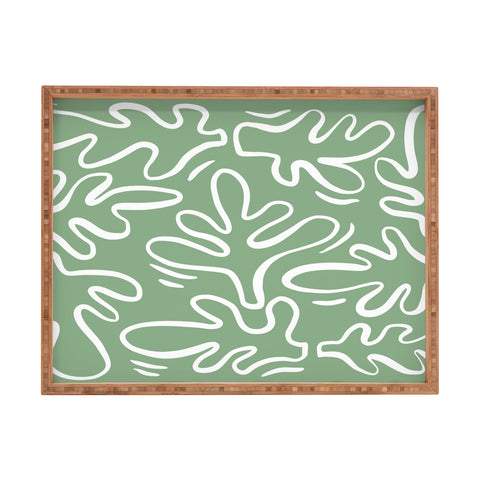 Alilscribble Abstract Greens Rectangular Tray