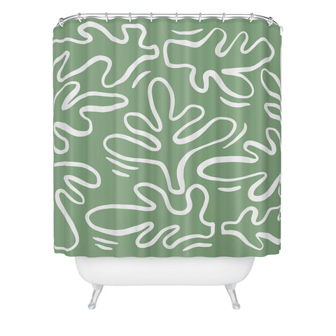 Alilscribble Abstract Greens Shower Curtain