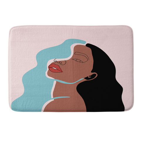 Alilscribble Blue Girl Memory Foam Bath Mat