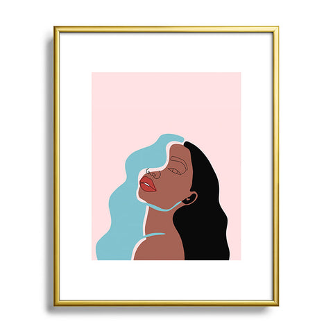 Alilscribble Blue Girl Metal Framed Art Print