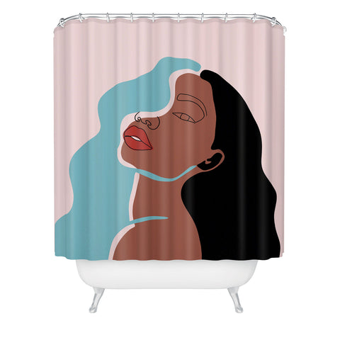 Alilscribble Blue Girl Shower Curtain