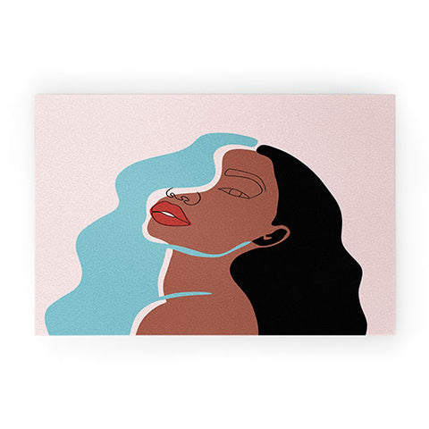 Alilscribble Blue Girl Welcome Mat