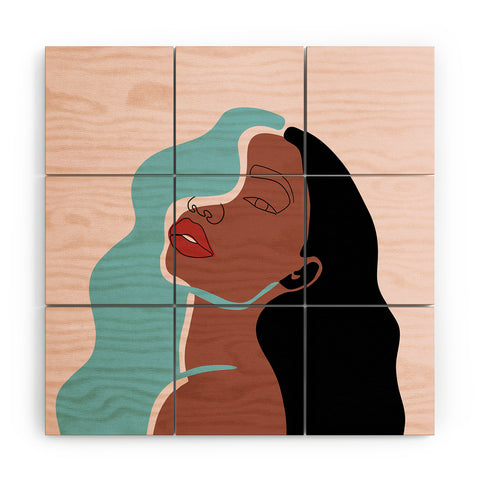 Alilscribble Blue Girl Wood Wall Mural