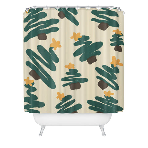 Alilscribble Christmas Forrest Shower Curtain
