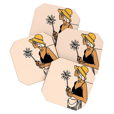 Alilscribble Flower Girl Coaster Set
