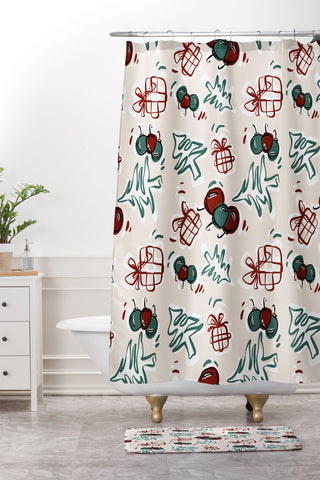 Alilscribble HOLIDAYS I Shower Curtain And Mat