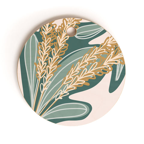 Alilscribble Leaves and things Cutting Board Round