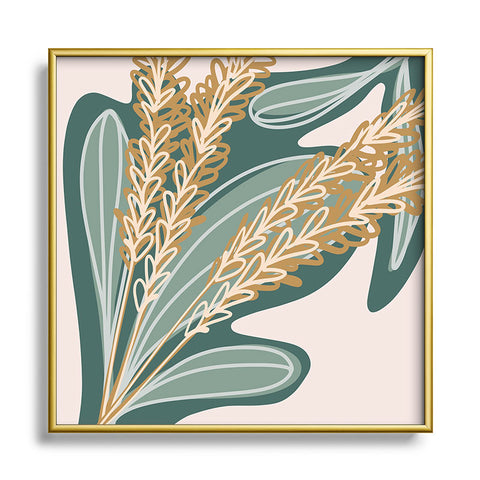 Alilscribble Leaves and things Square Metal Framed Art Print