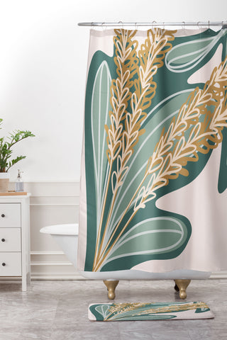 Alilscribble Leaves and things Shower Curtain And Mat