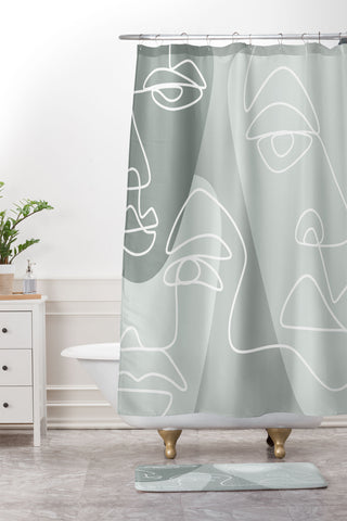 Alilscribble Single Line II Shower Curtain And Mat