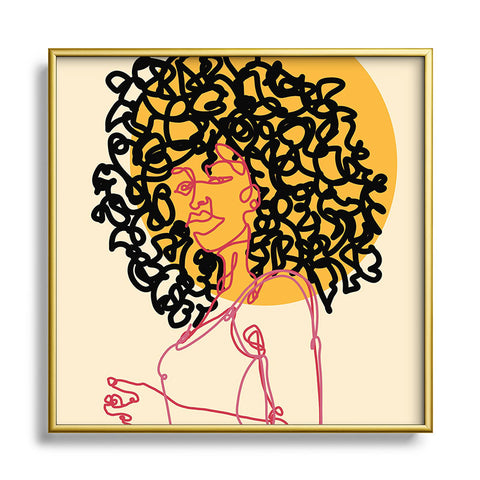 Alilscribble Sun Girl Square Metal Framed Art Print