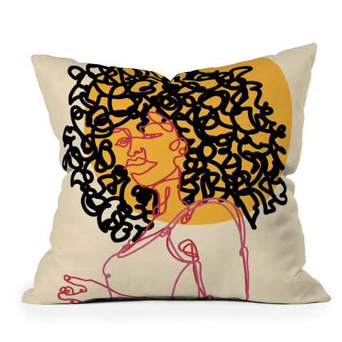 Alilscribble Sun Girl Outdoor Throw Pillow