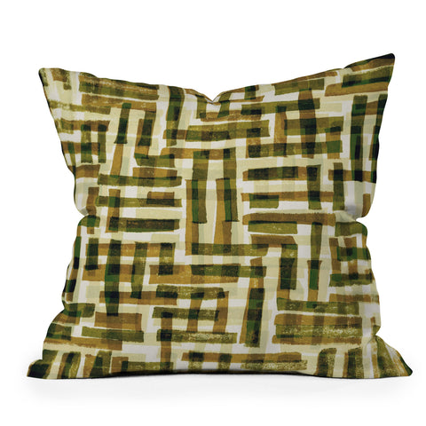 Alisa Galitsyna Abstract Linocut Pattern 6 Outdoor Throw Pillow