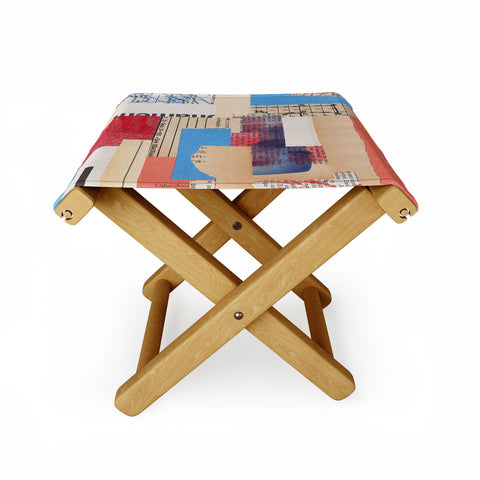 Alisa Galitsyna Abstract Mixed Media Collage 2 Folding Stool