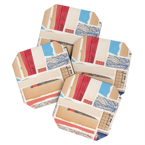 Alisa Galitsyna Abstract Mixed Media Collage 3 Coaster Set