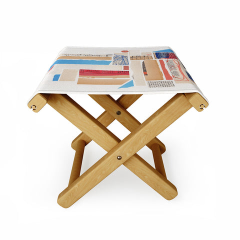 Alisa Galitsyna Abstract Mixed Media Collage 3 Folding Stool