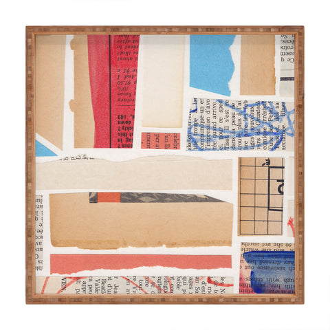 Alisa Galitsyna Abstract Mixed Media Collage 3 Square Tray