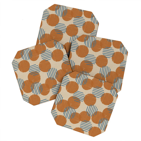Alisa Galitsyna Abstract Pattern Orange Blue Coaster Set