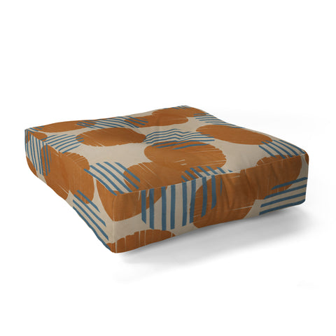 Alisa Galitsyna Abstract Pattern Orange Blue Floor Pillow Square