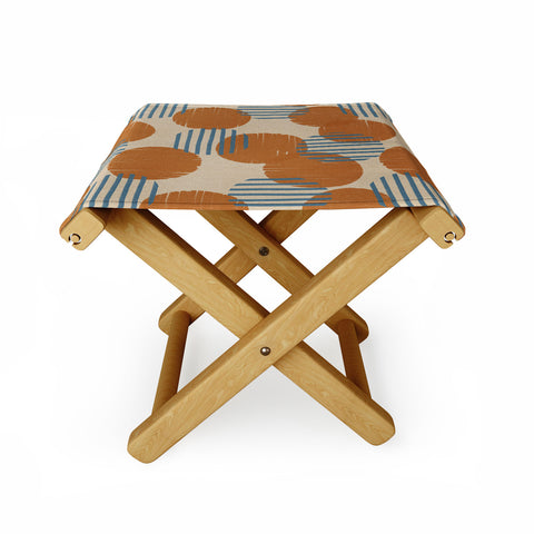 Alisa Galitsyna Abstract Pattern Orange Blue Folding Stool