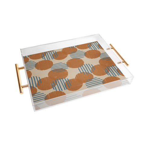 Alisa Galitsyna Abstract Pattern Orange Blue Acrylic Tray