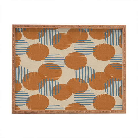Alisa Galitsyna Abstract Pattern Orange Blue Rectangular Tray