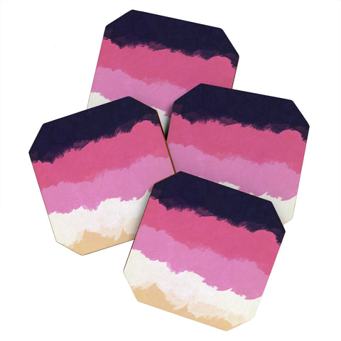 Alisa Galitsyna Abstract Sunset Sky Blush Coaster Set