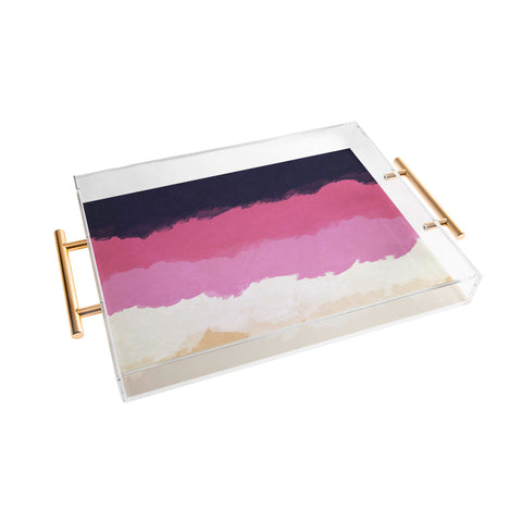 Alisa Galitsyna Abstract Sunset Sky Blush Acrylic Tray