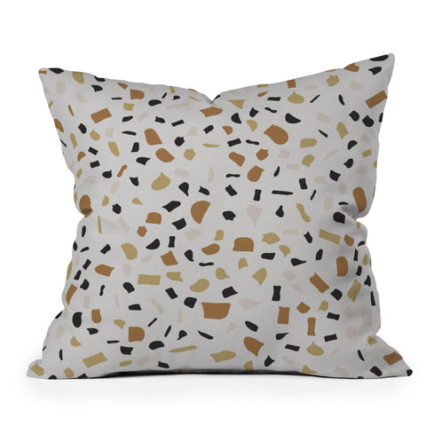 Alisa Galitsyna Beige Terrazzo Outdoor Throw Pillow