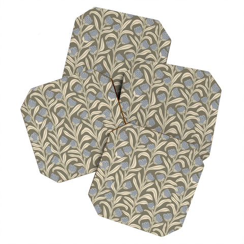 Alisa Galitsyna Bellflower Pattern Cream Olive Coaster Set