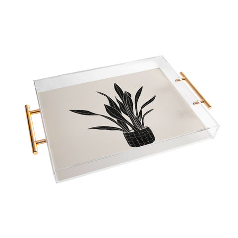 Alisa Galitsyna Black and White Snake Plant Acrylic Tray