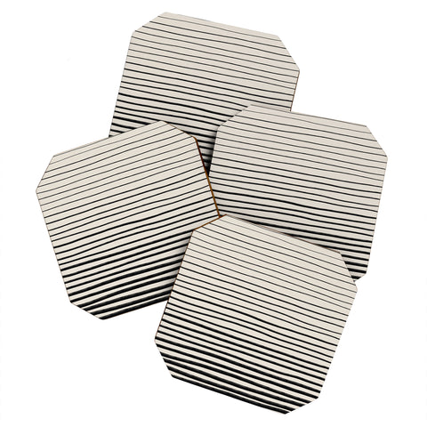 Alisa Galitsyna Black Horizontal Lines Coaster Set
