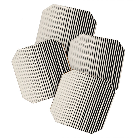 Alisa Galitsyna Black Vertical Lines Coaster Set