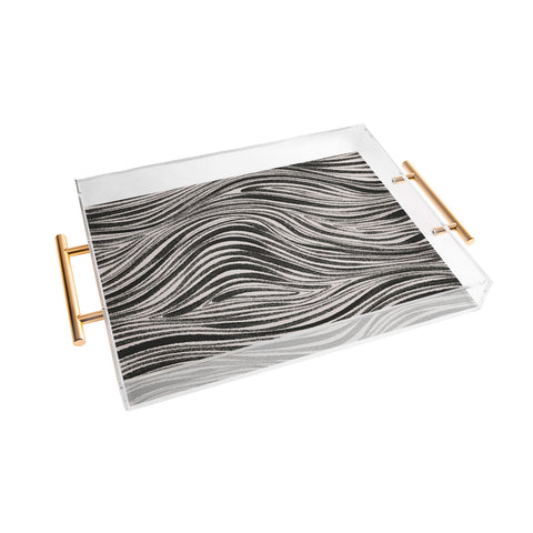 Alisa Galitsyna Black White Irregular Lines Acrylic Tray