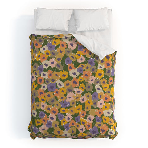 Alisa Galitsyna Blooming Garden Green Purple Duvet Cover