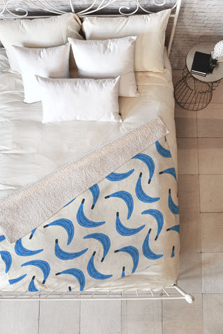 Alisa Galitsyna Blue Bananas Fleece Throw Blanket