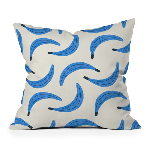 Alisa Galitsyna Blue Bananas Outdoor Throw Pillow