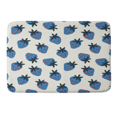 Alisa Galitsyna Blue Strawberries Memory Foam Bath Mat