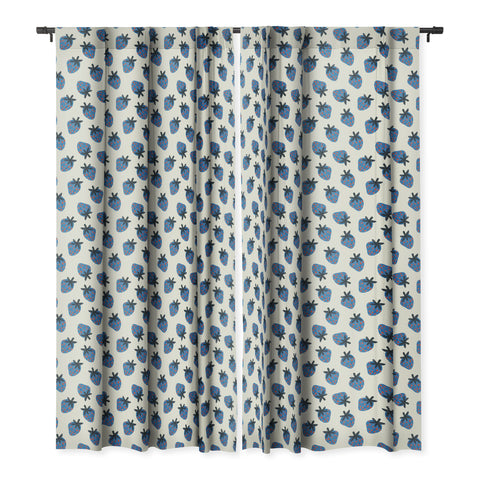 Alisa Galitsyna Blue Strawberries Blackout Window Curtain