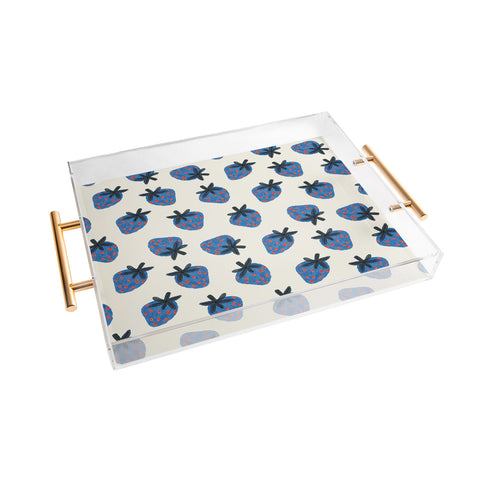 Alisa Galitsyna Blue Strawberries Acrylic Tray