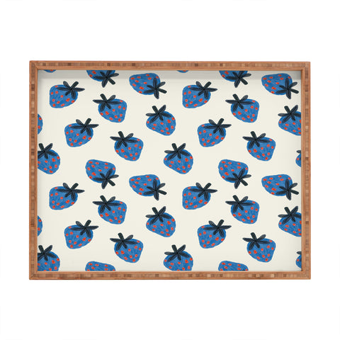Alisa Galitsyna Blue Strawberries Rectangular Tray