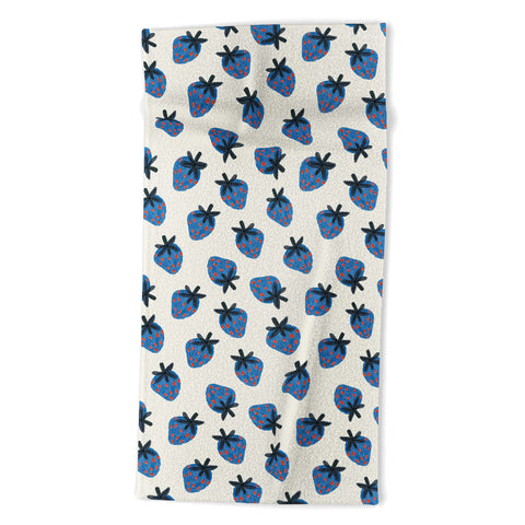 Alisa Galitsyna Blue Strawberries Beach Towel