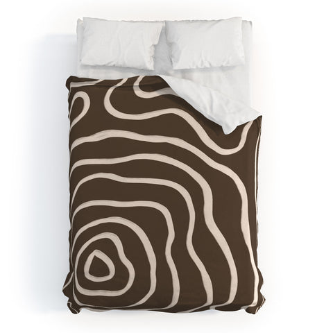 Alisa Galitsyna Brown Topographic Map Duvet Cover
