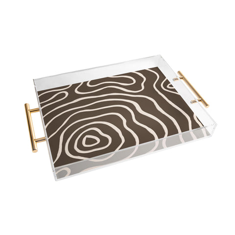 Alisa Galitsyna Brown Topographic Map Acrylic Tray