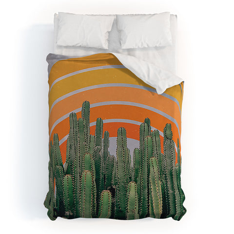Alisa Galitsyna Cactus and Rainbow Duvet Cover