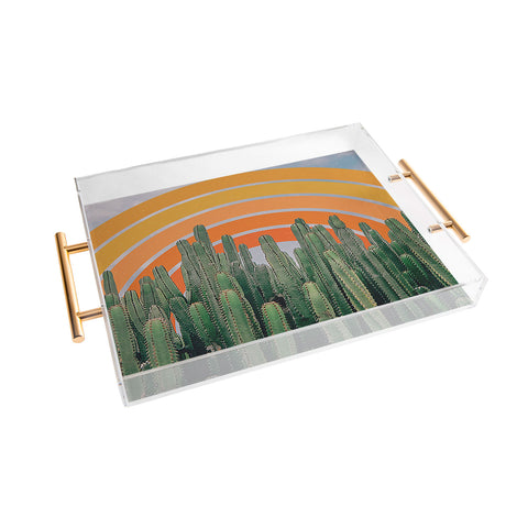 Alisa Galitsyna Cactus and Rainbow Acrylic Tray